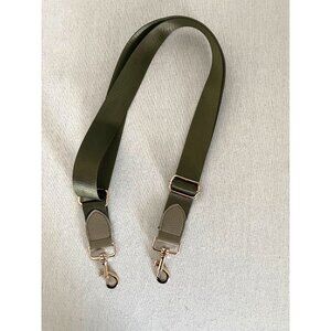 Adjustable Olive Green Bag Strap With Gold Metal Clasps